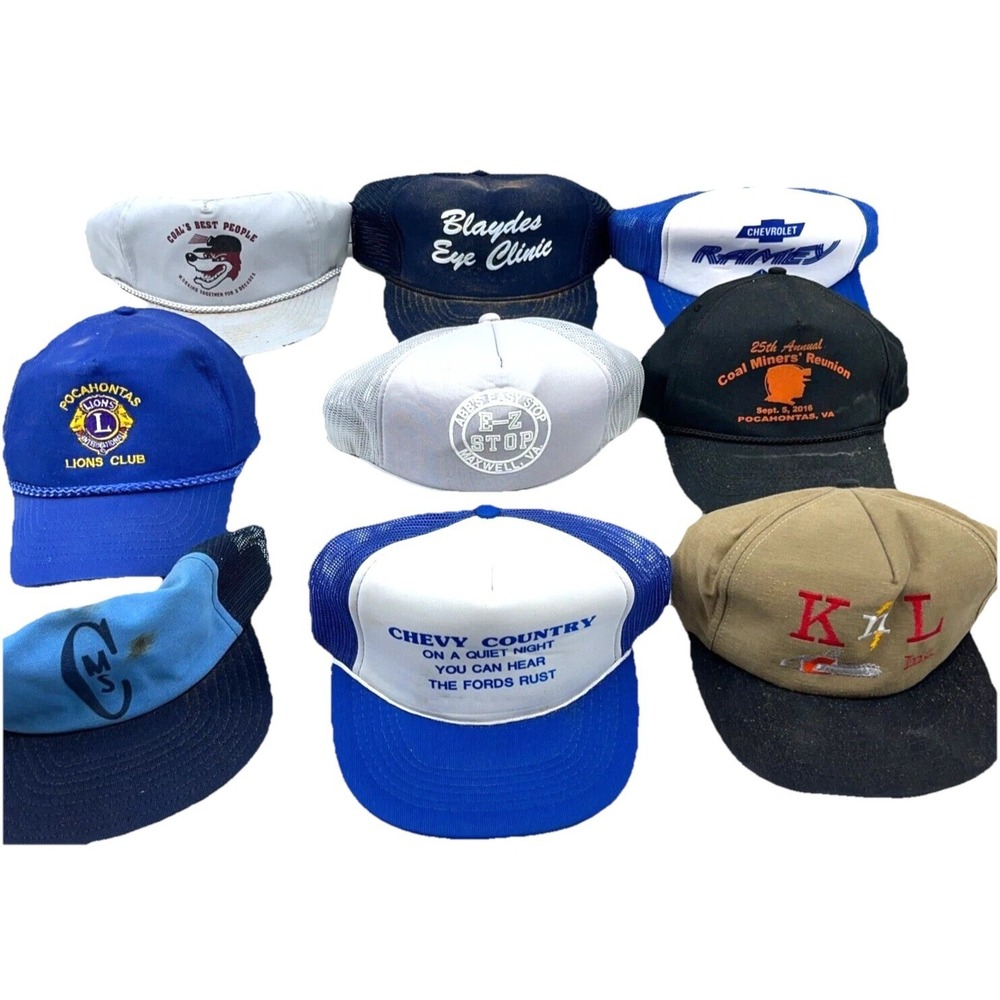 Vintage Trucker Hat Cap Lot Snap Back Strap Mesh Y2K Advertising Farm Mining JT5